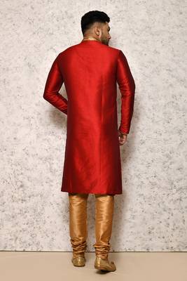 Ranak Maroon Art Silk Kurta Pajama 3
