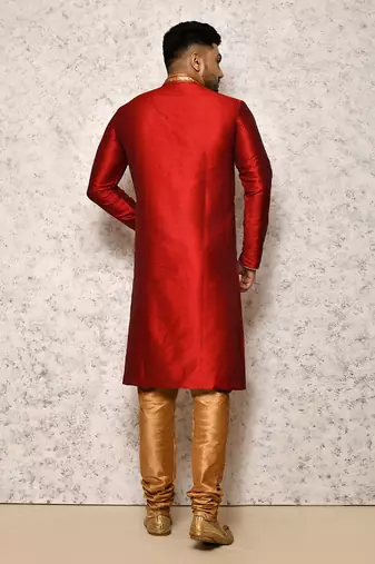 Ranak Maroon Art Silk Kurta Pajama