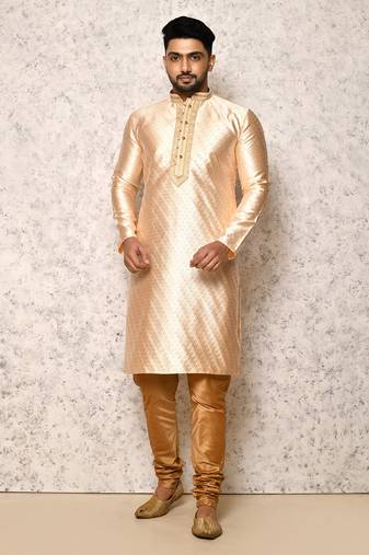 Ranak Cream Art Silk Kurta Pajama