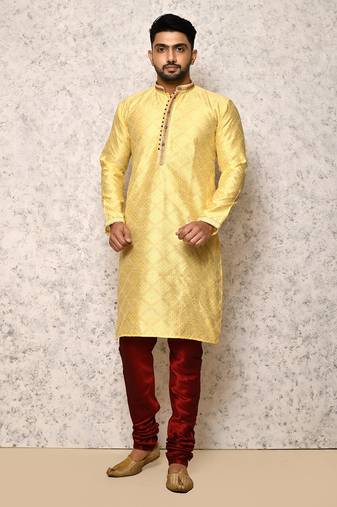 Ranak Lemon Art Silk Kurta Pajama