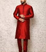 Ranak Maroon Art Silk Kurta Pajama