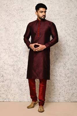 Ranak Wine Art Silk Kurta Pajama 1
