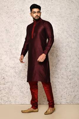 Ranak Wine Art Silk Kurta Pajama 2