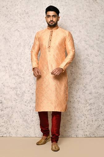 Ranak Rust Art Silk Kurta Pajama