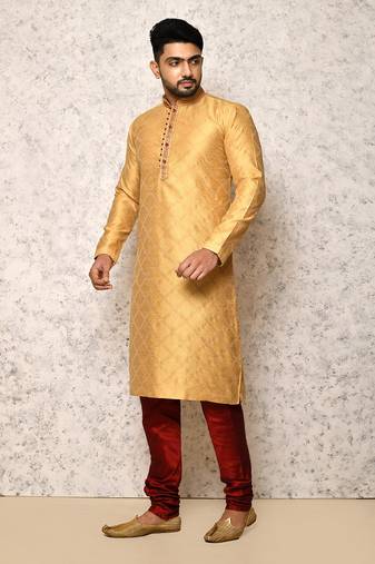 Ranak Golden Art Silk Kurta Pajama