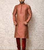 Ranak Maroon Cotton & Jacquard Kurta Pajama