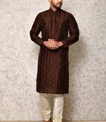 Ranak Brown Art Silk Kurta Pajama