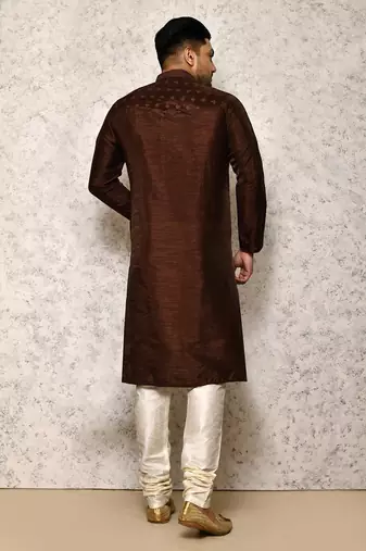 Ranak Brown Art Silk Kurta Pajama