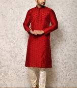 Ranak Red Art Silk Kurta Pajama