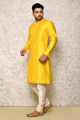 Ranak Yellow Art Silk Kurta Pajama 2