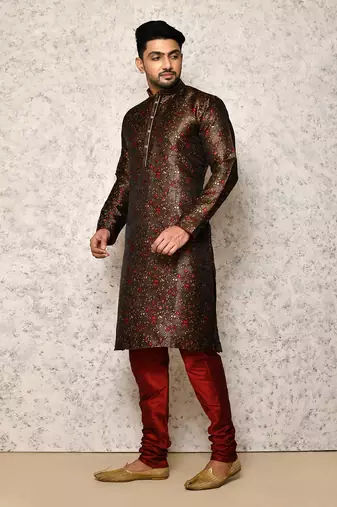 Ranak Brown Art Silk Kurta Pajama