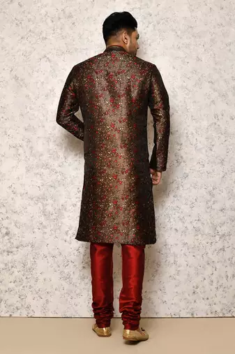 Ranak Brown Art Silk Kurta Pajama