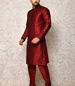 Ranak Maroon Art Silk Kurta Pajama