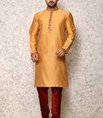Ranak Golden Art Silk Kurta Pajama