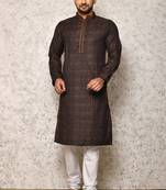 Ranak Black Cotton & Lycra Kurta Pajama
