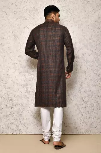 Ranak Black Cotton & Lycra Kurta Pajama