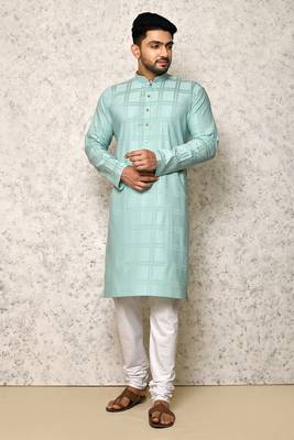 Ranak Sea Green Cotton & Lycra Kurta Pajama 1