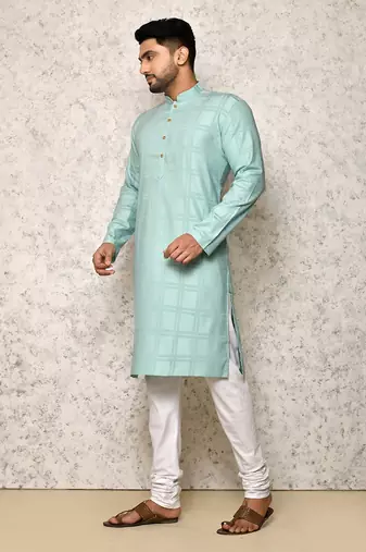 Ranak Sea Green Cotton & Lycra Kurta Pajama