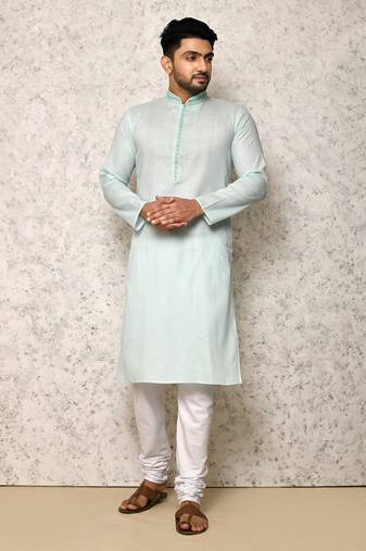 Ranak Sea Green cotton Kurta Pajama