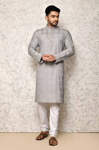 Ranak Grey Cotton & Lycra Kurta Pajama