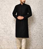 Ranak Black Art Silk Kurta Pajama