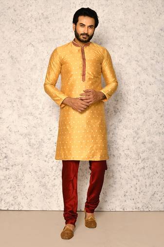 Ranak Gold Art Silk Kurta Pajama