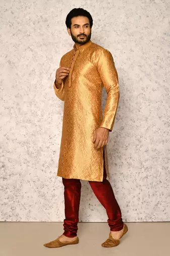 Ranak Gold Art Silk Kurta Pajama