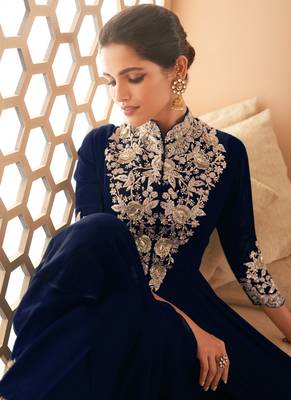 Royal Blue Georgette Embroidery Anarkali Salwar Kameez 2