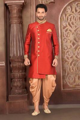 Ranak Red & Beige Silk Indo-Western 1