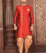 Ranak Red & Beige Silk Indo-Western