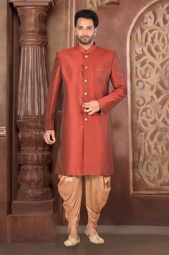 Ranak Maroon & Beige Silk Indo-Western