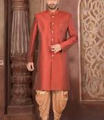 Ranak Maroon & Beige Silk Indo-Western