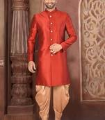 Ranak Red & Beige Silk Indo-Western
