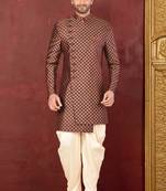 Ranak Brown & beige Resham Tissue Silk Indo-Western