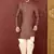Ranak Brown & beige Resham Tissue Silk Indo-Western