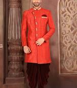 Ranak Red & Maroon Mulbary Butti Silk Indo-Western