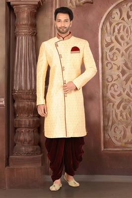Ranak Cream & Maroon Mulbary Butti Silk Indo-Western 1