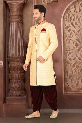 Ranak Cream & Maroon Mulbary Butti Silk Indo-Western 2