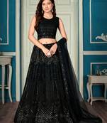 Black Net Sequin Work Lehenga