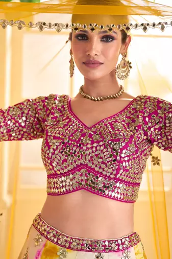 Multicolor Art Silk Sequins Embroidered Lehenga Choli