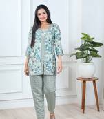Light green floral printed chanderi cotton co-ord set