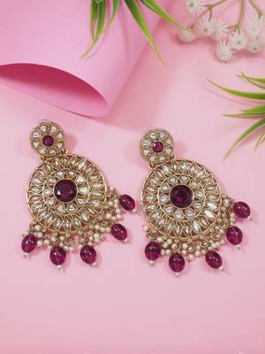 traditional handcrafted kundan pearl floral design earrings for women/girls 1
