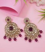 traditional handcrafted kundan pearl floral design earrings for women/girls
