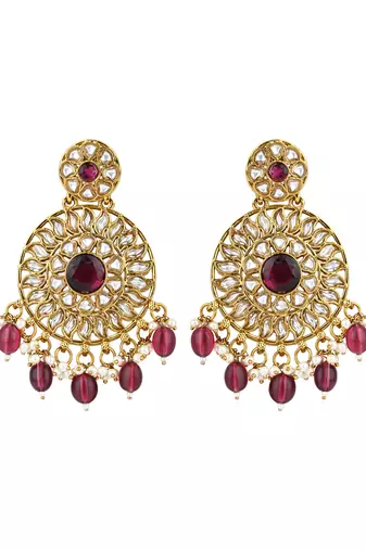 traditional handcrafted kundan pearl floral design earrings for women/girls