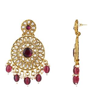 traditional handcrafted kundan pearl floral design earrings for women/girls 3