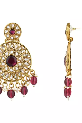 traditional handcrafted kundan pearl floral design earrings for women/girls