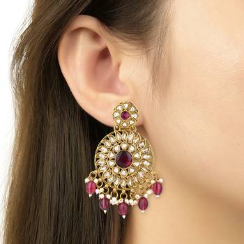traditional handcrafted kundan pearl floral design earrings for women/girls 4