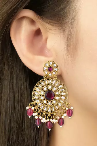 traditional handcrafted kundan pearl floral design earrings for women/girls