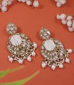 traditional handcrafted kundan pearl chandbali earrings for women/girls (e3176w)