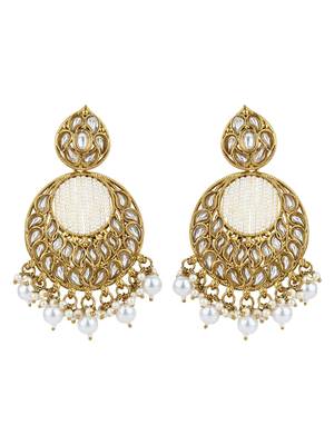 traditional handcrafted kundan pearl chandbali earrings for women/girls (e3176w) 2